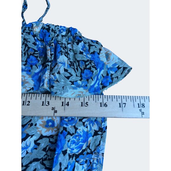 Mine Floral-Print Romper With Adjustable Spaghetti Straps Ruffle Bodice Large - Picture 13 of 14